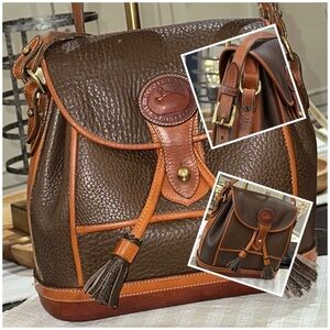 DOONEY & BOURKE Vintage Dover Carrier Bag in Mushroom Brown w/British Tan Trim